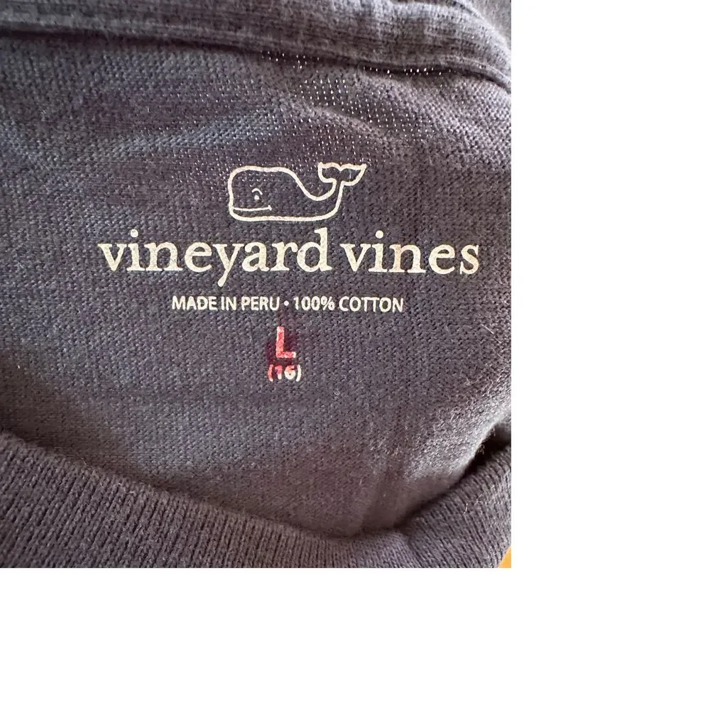 Vineyard Vines Christmas Whale Long Sleeve T-Shirt Navy Blue‎ Holiday Edition L